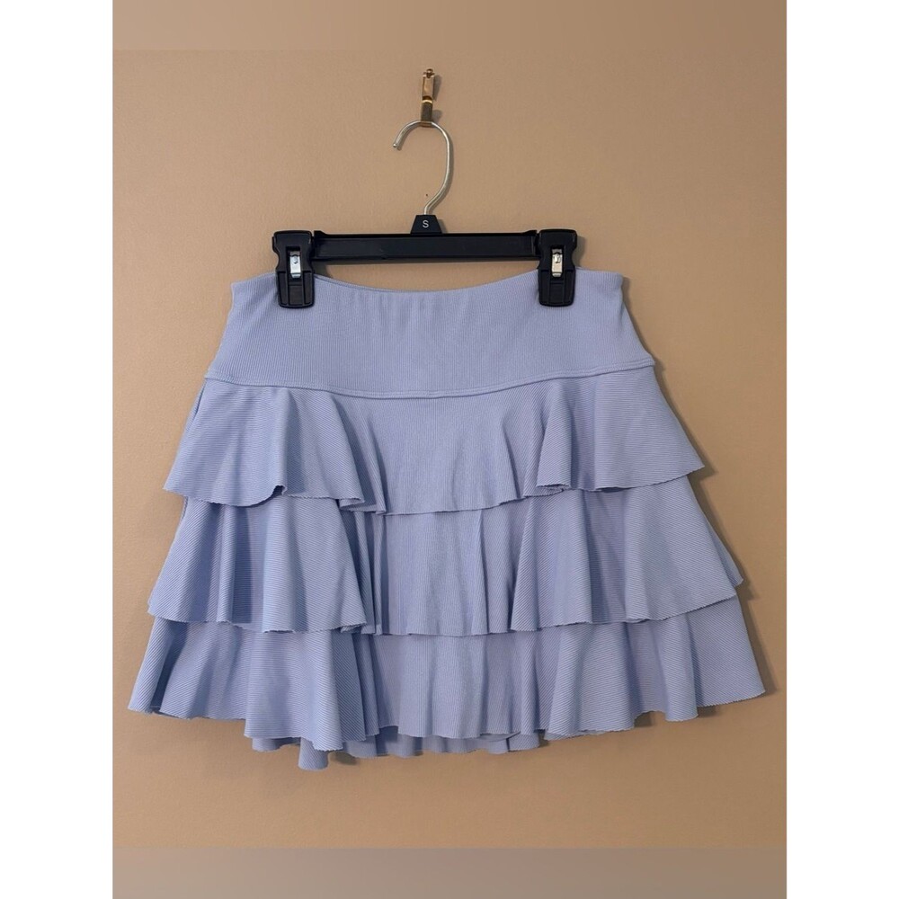 Arizona Jean Co Blue Tiered Ruffle Skort L Stretch Mini Skirt